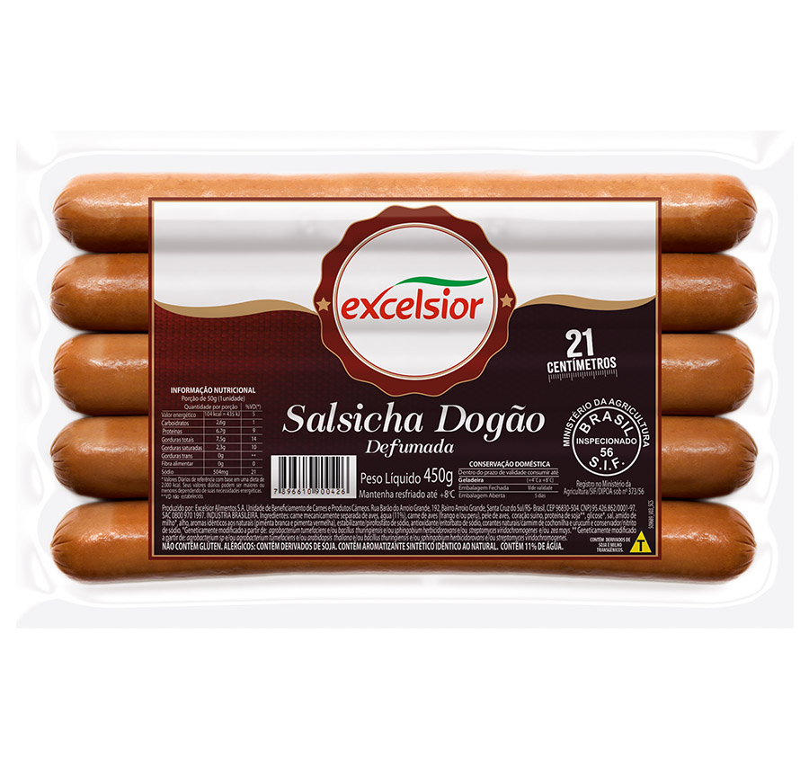 Salsicha Defumada Pancho 21cm Excelsior Alimentos